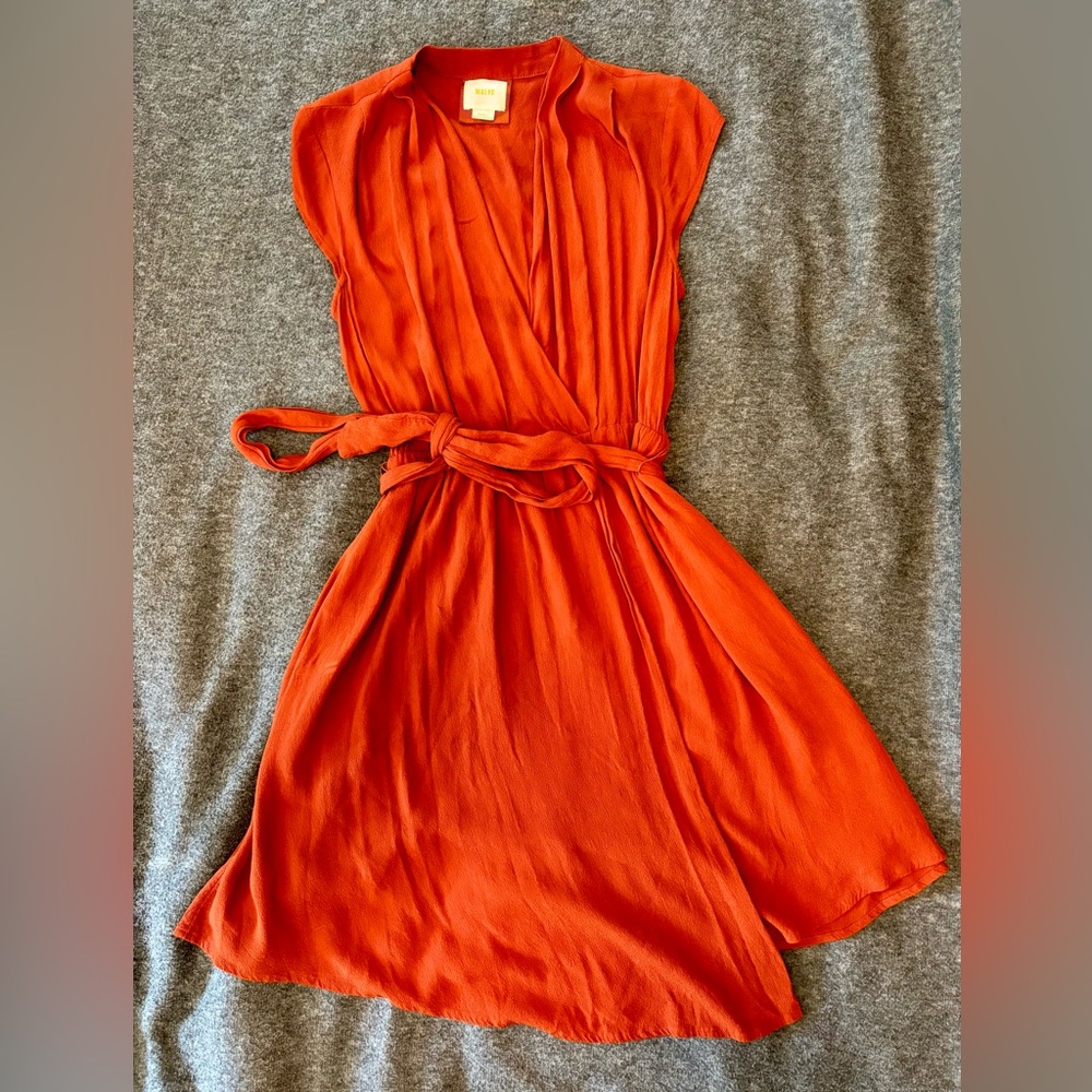 Anthropologie Maeve rust-colored wrap dress